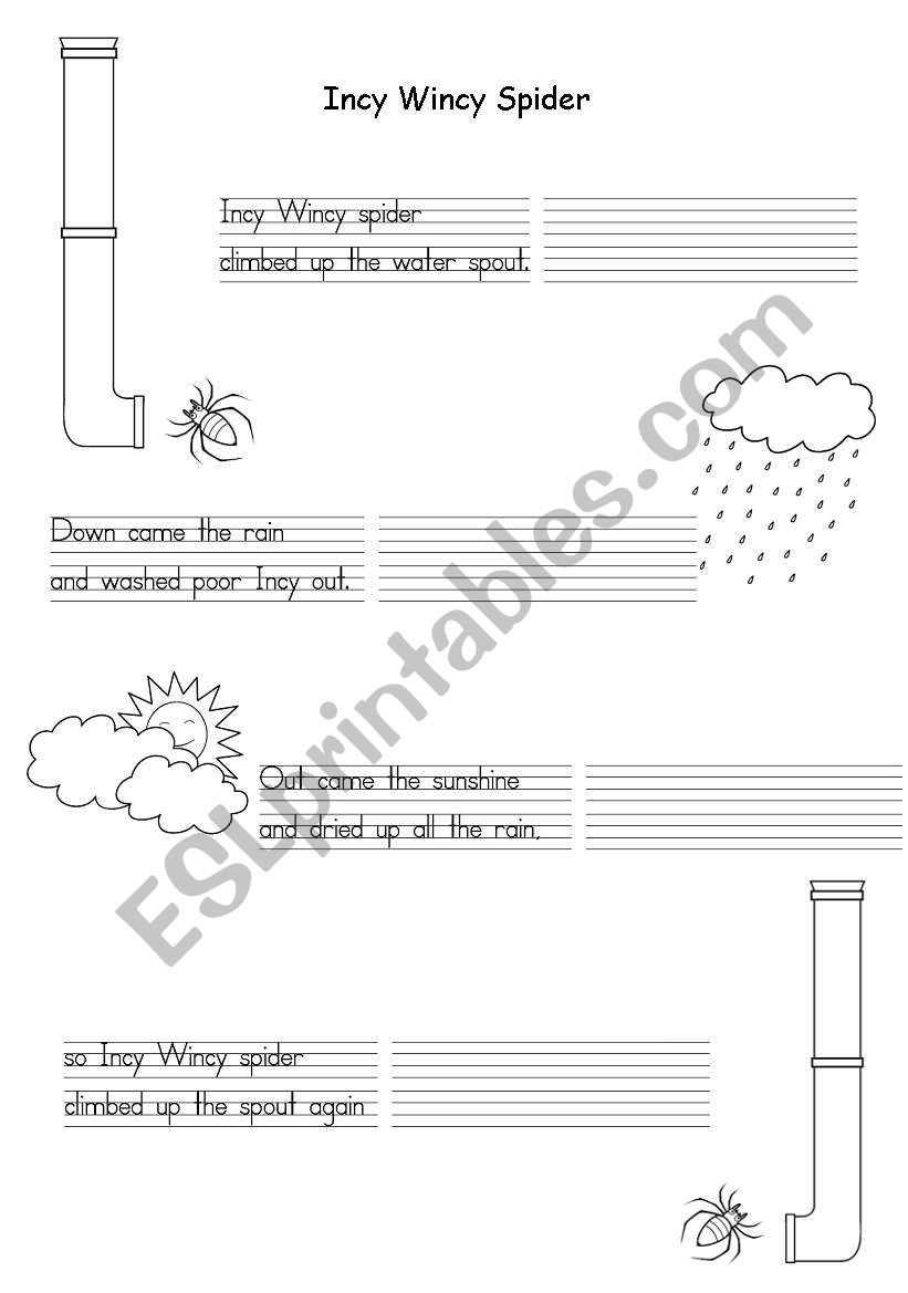 Incy Wincy Spider worksheet