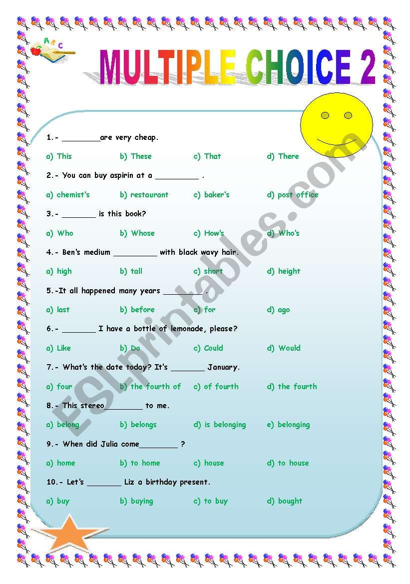 Multiple Choice2 worksheet