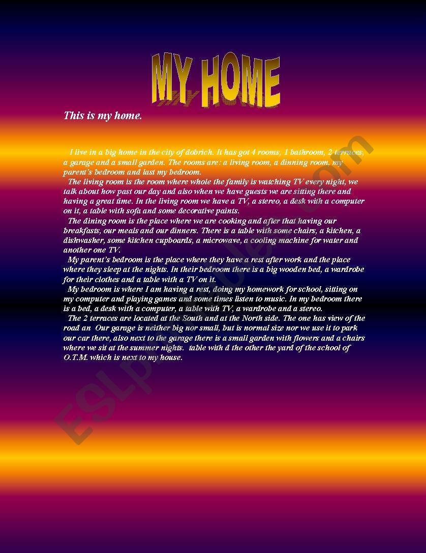 My home  worksheet