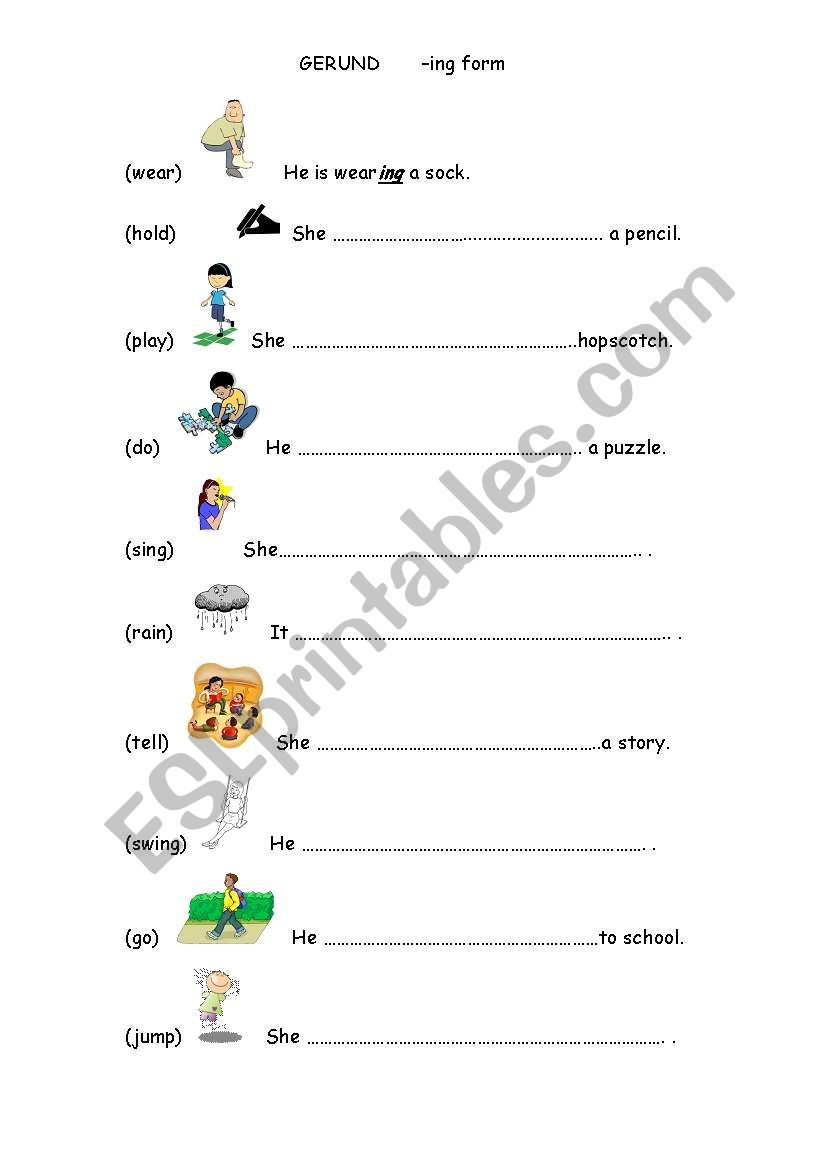 -ING form worksheet