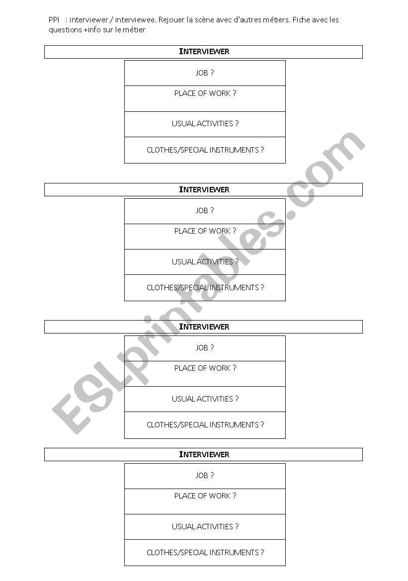 Jobs worksheet