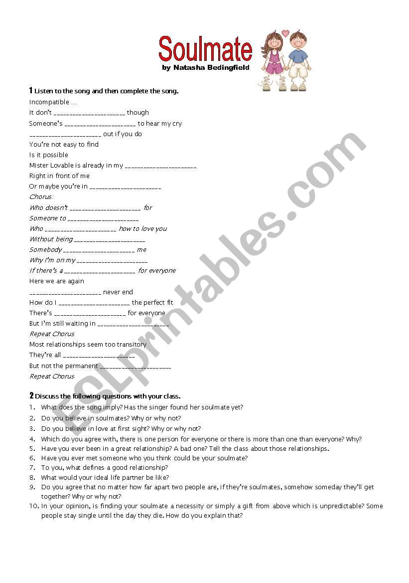 Soulmate worksheet