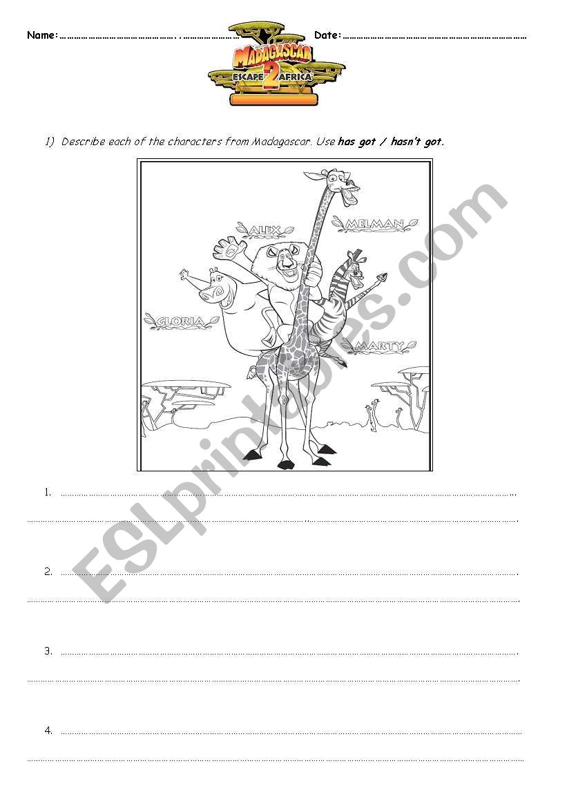 MADAGASCAR 2 worksheet