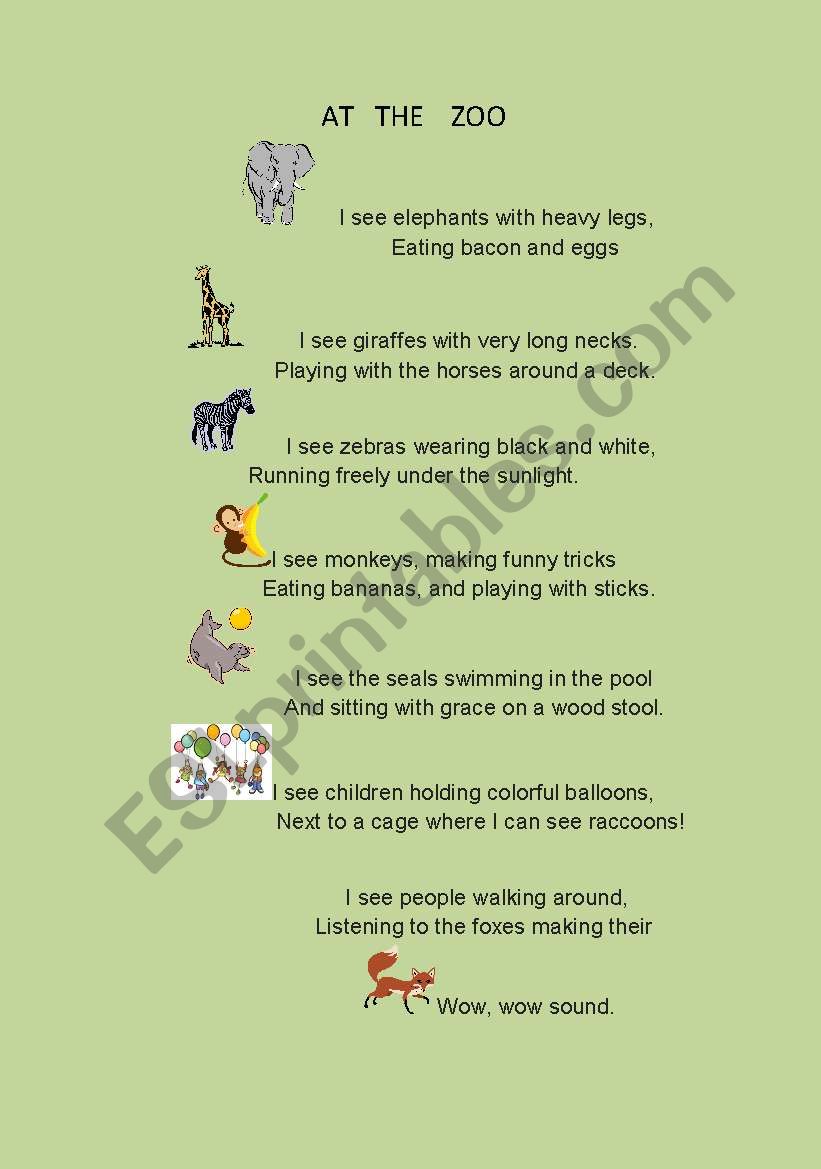 ANIMAL POEM worksheet