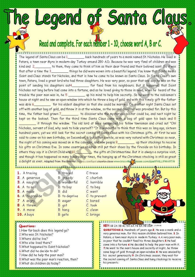 THE LEGEND OF SANTA CLAUS. worksheet