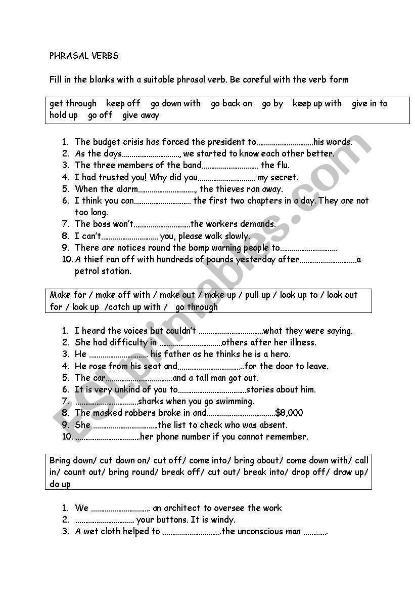 Phrasal Verbs worksheet