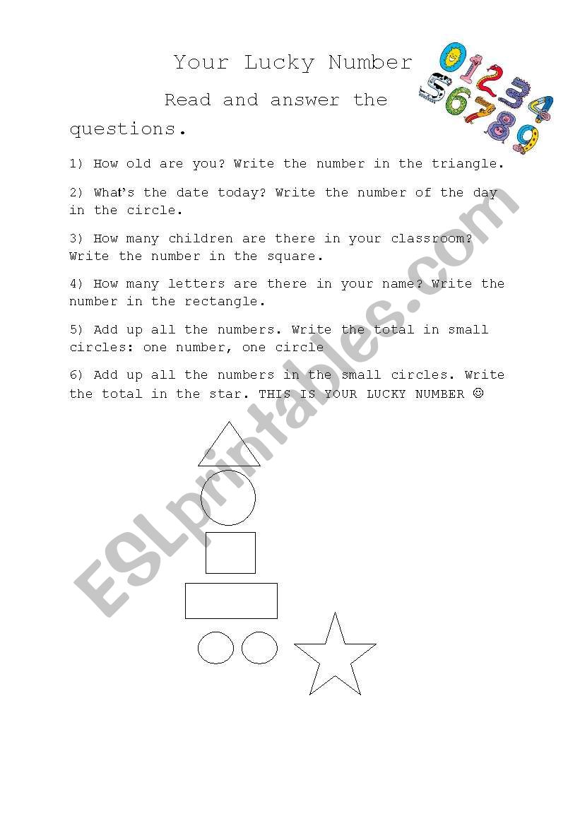 lucky number worksheet