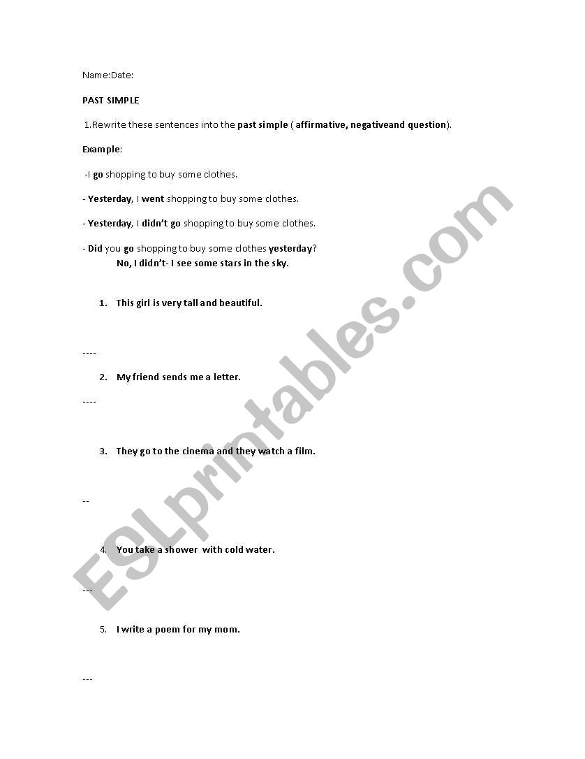 PAST SIMPLE worksheet