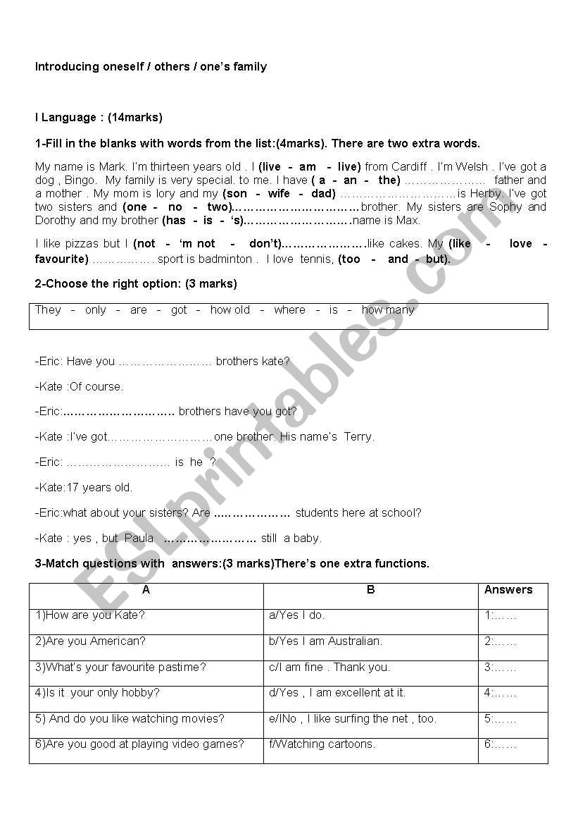 Exercises on introducing  worksheet