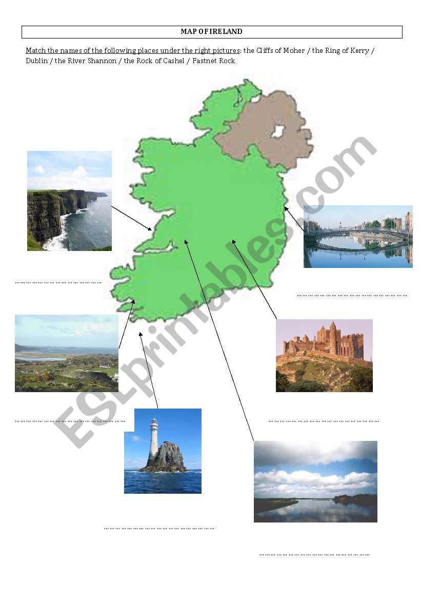 Important Irish places worksheet