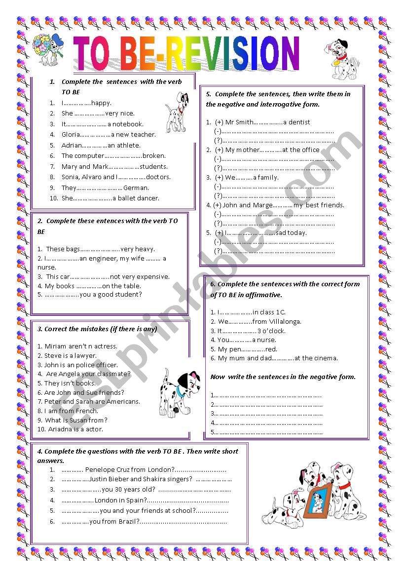 to be- revision worksheet
