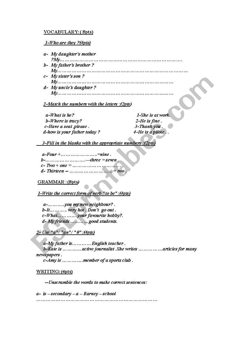 vocabulary worksheet