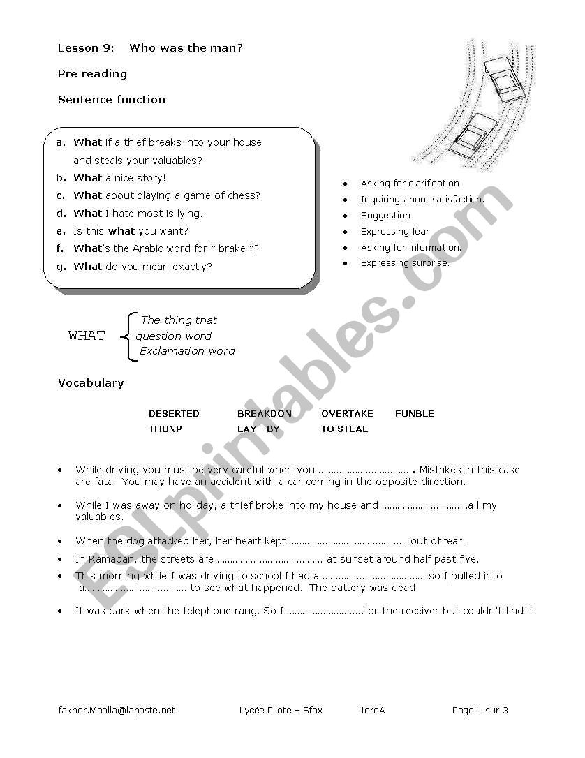 who was the man worksheet