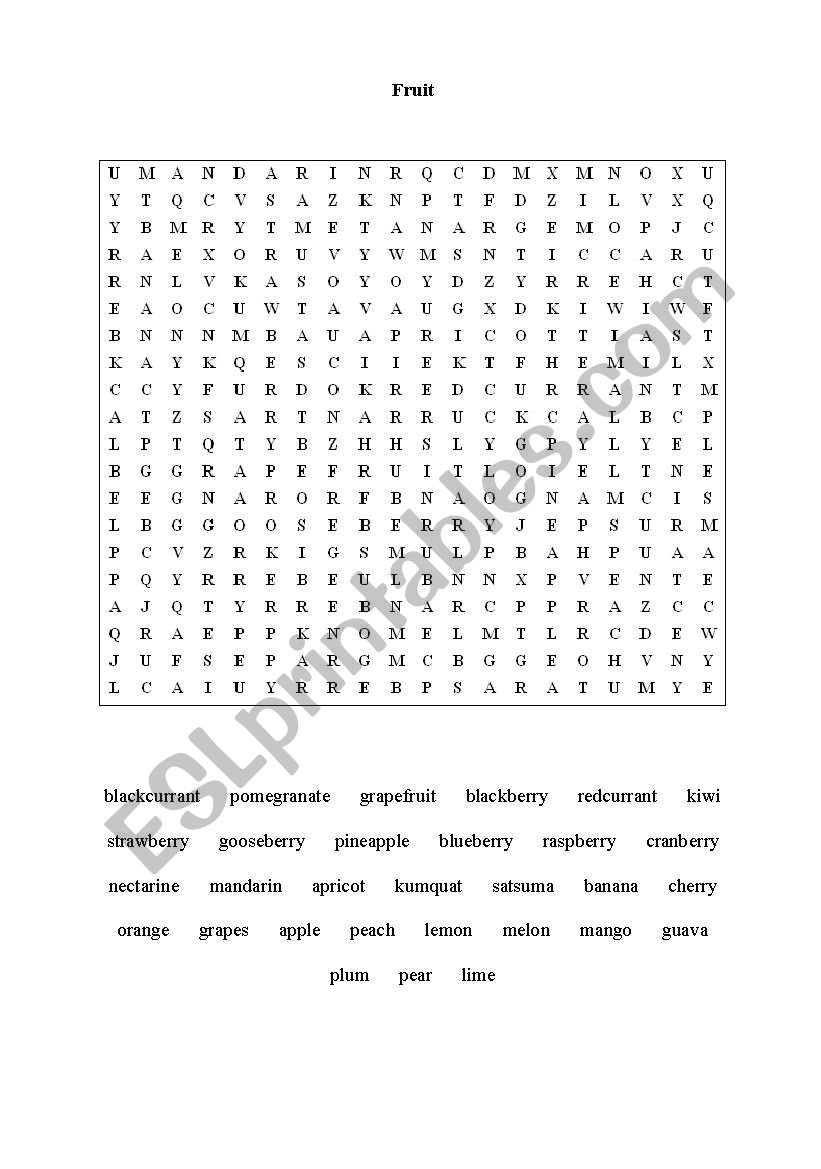 FRUIT worksheet