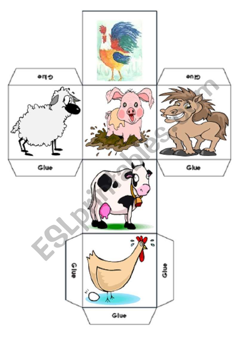 Animals (farm animals)-dice worksheet