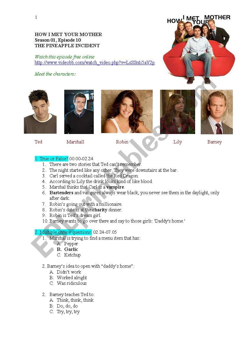 How I Met Your Mother, Season 1, Episode 10, The Pineapple Incident How I Met Your Mother, Season 1, Episode 10, The Pineapple Incident