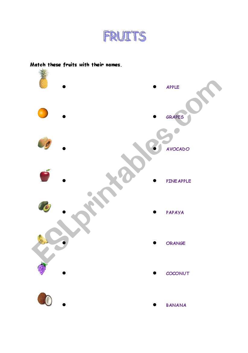 Fruits worksheet