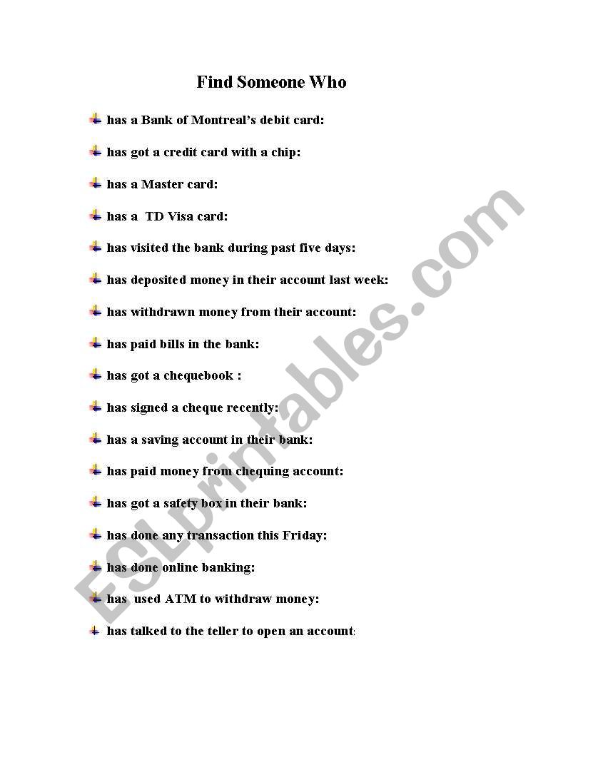 Banking worksheet