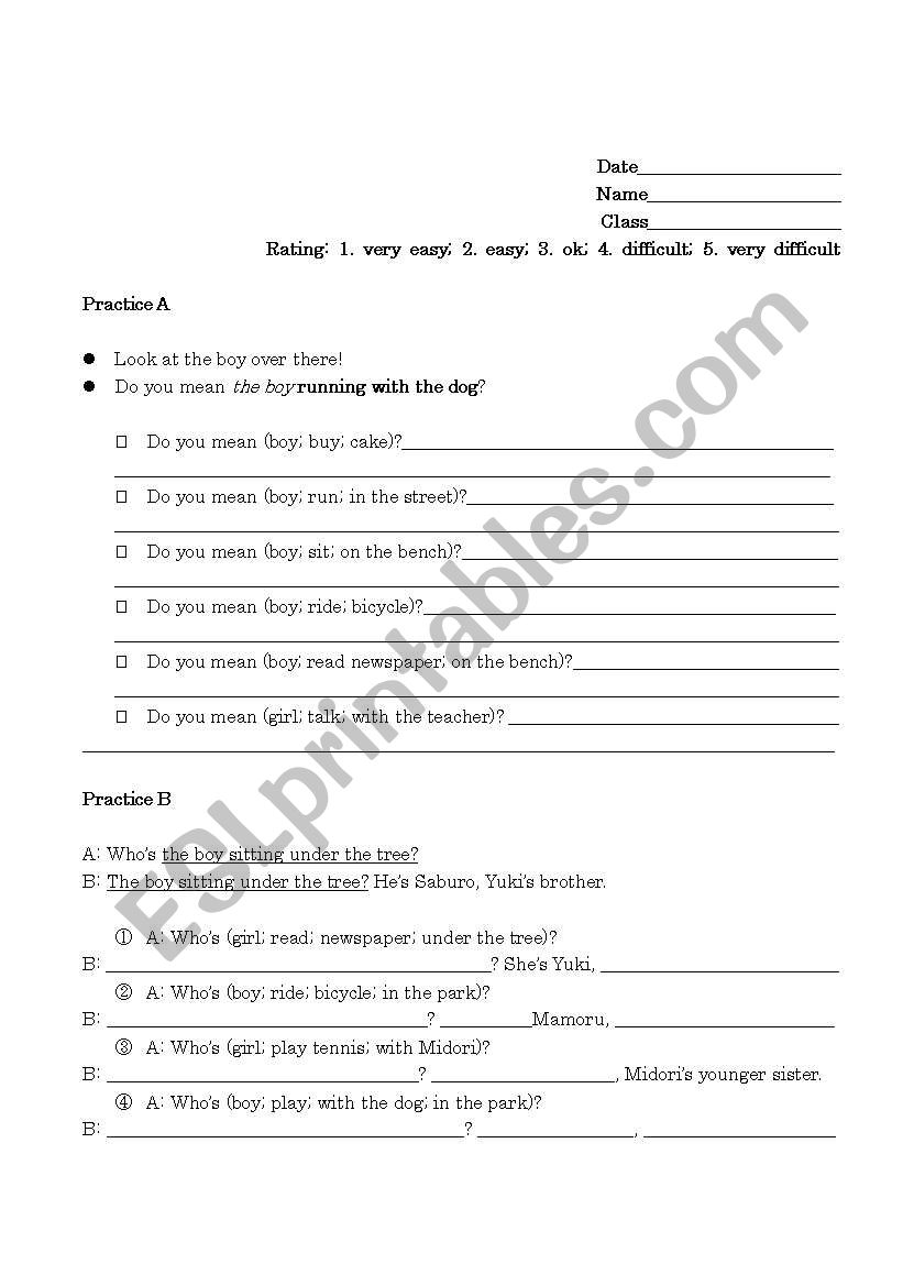 noun vb-ing worksheet