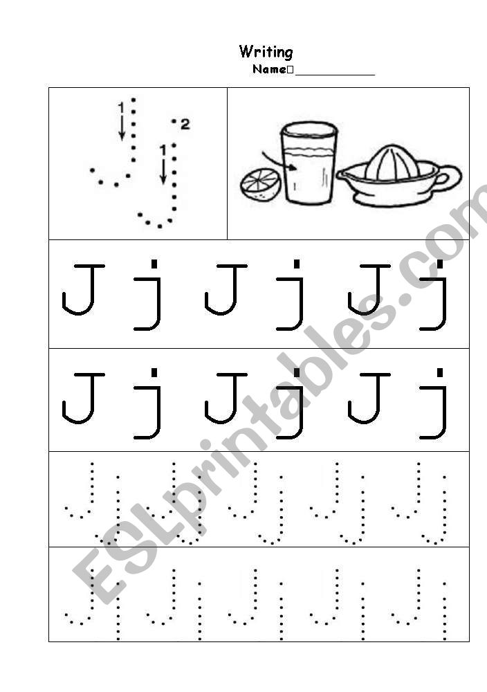 Writing - Letter J worksheet