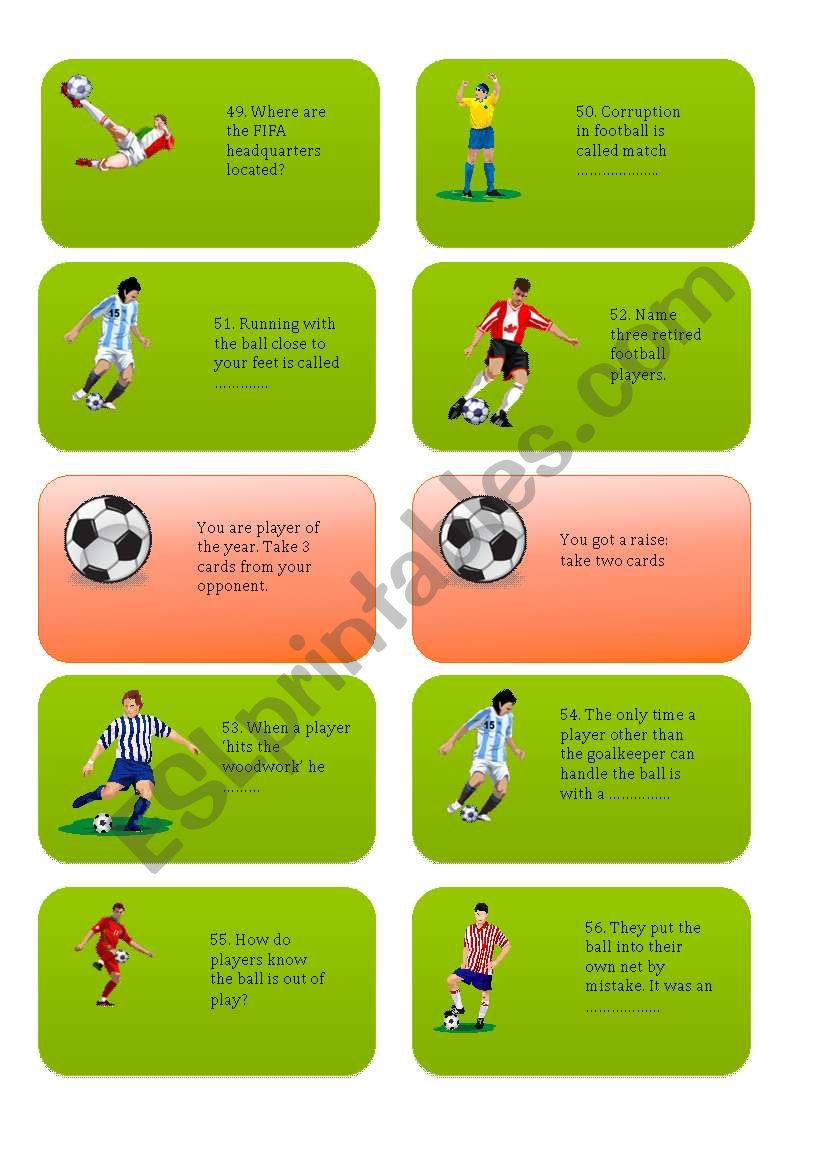 FOOTBALL /SOCCER CARD GAME PART 4