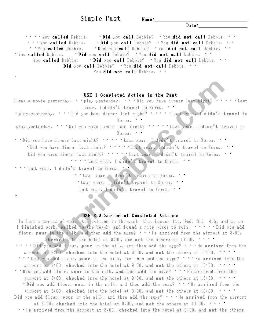 Tenses Rules worksheet