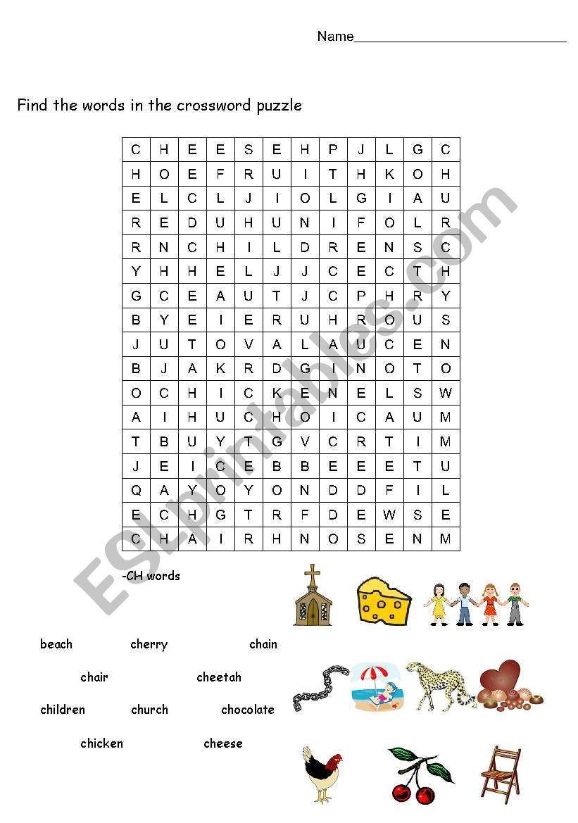 CH Phonic Wordfind worksheet