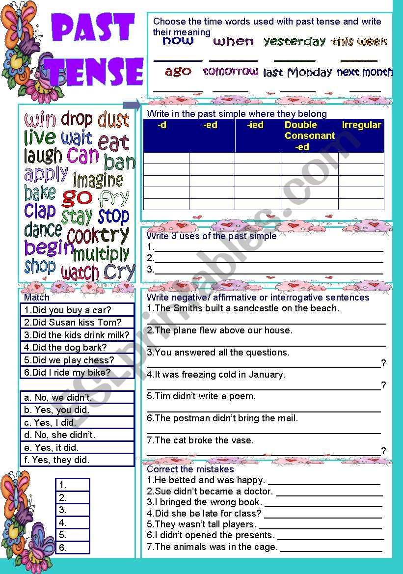 past tense worksheet