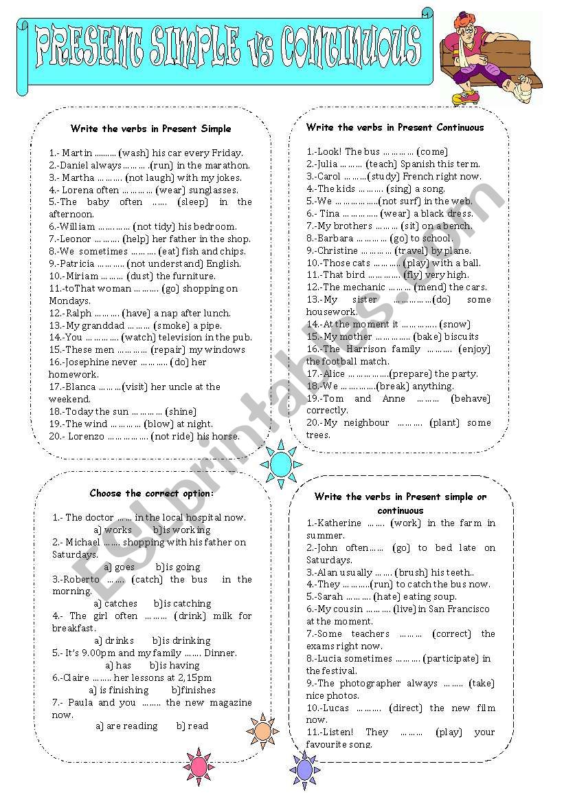 PRESENT SIMPLE VS CONTINUOUS worksheet