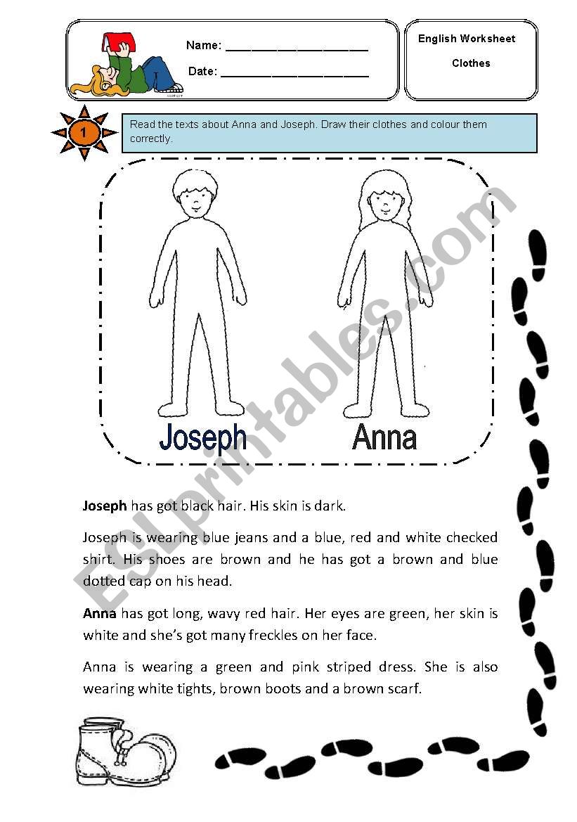 dress joseph and anna worksheet