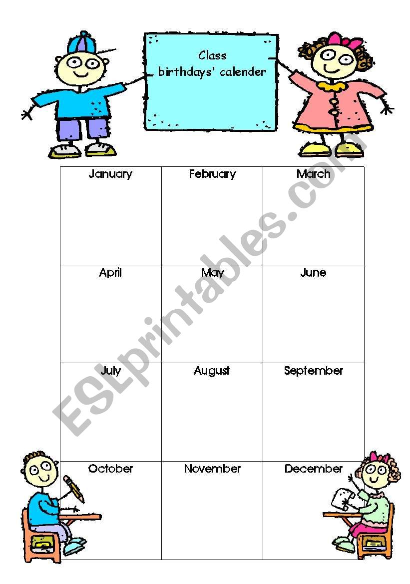 Class Calender worksheet