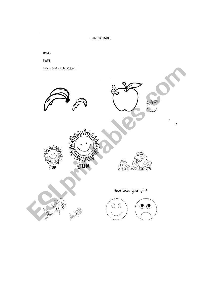 Big/Small worksheet