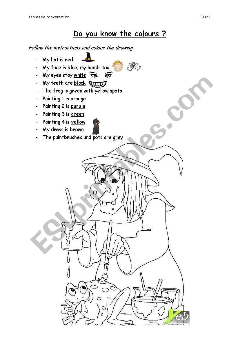 Colour the witch worksheet
