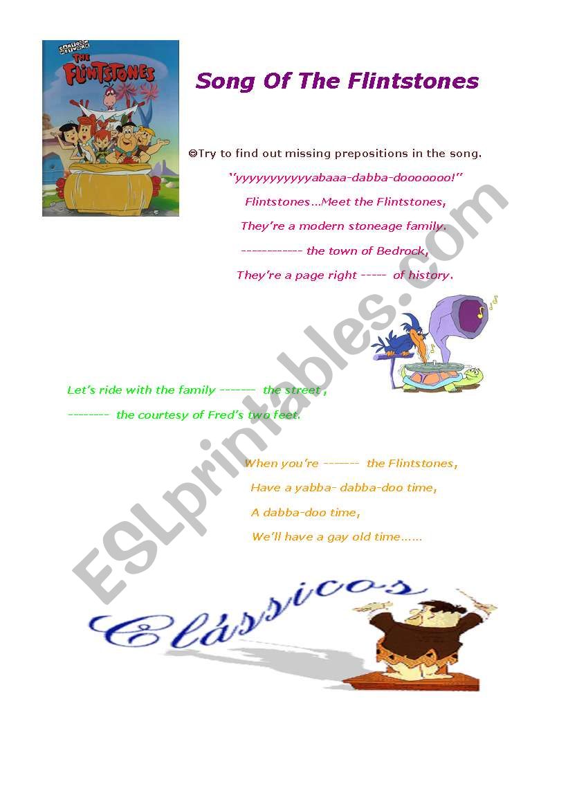 Song of The FLINTSTONES worksheet