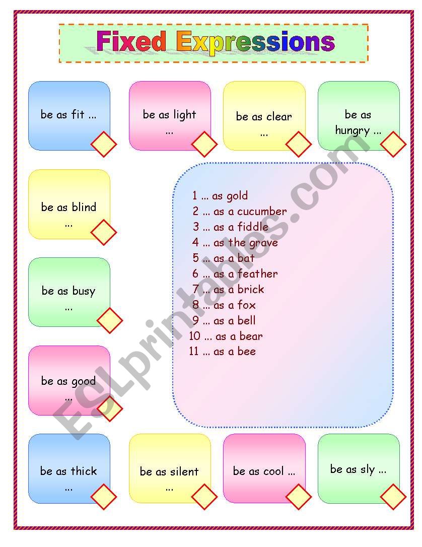 Fixed Expressions worksheet