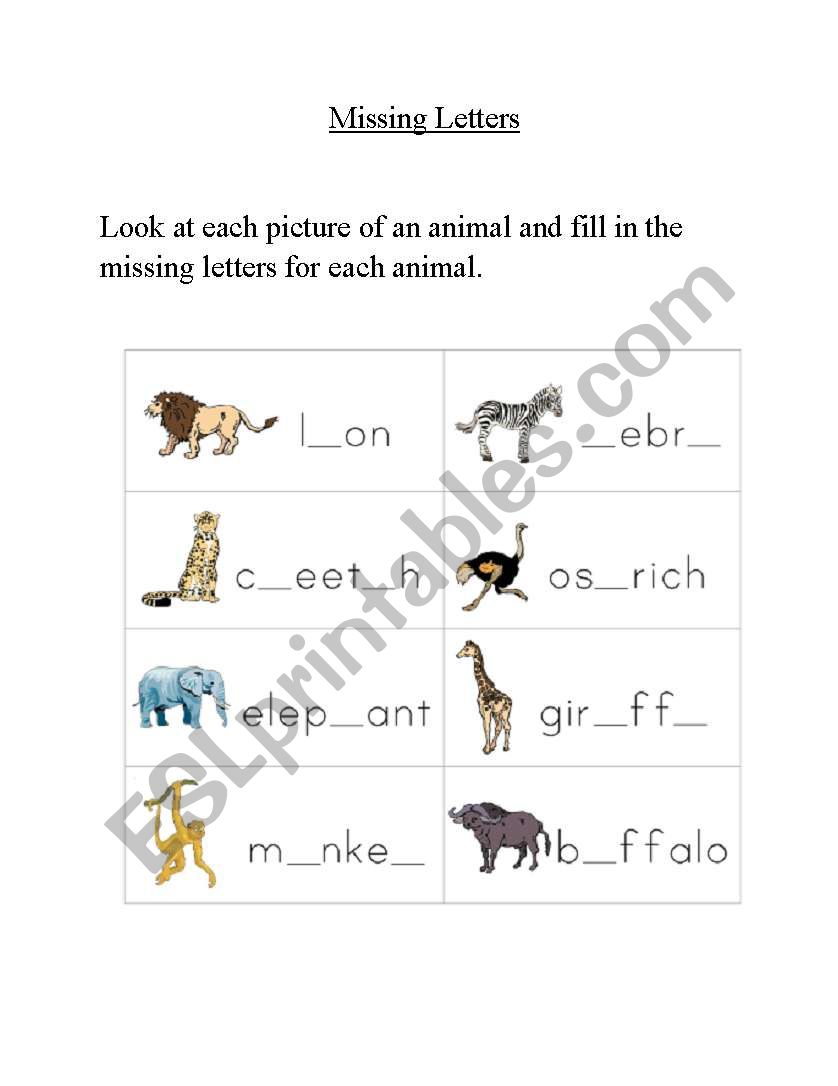 Missing Letter worksheet