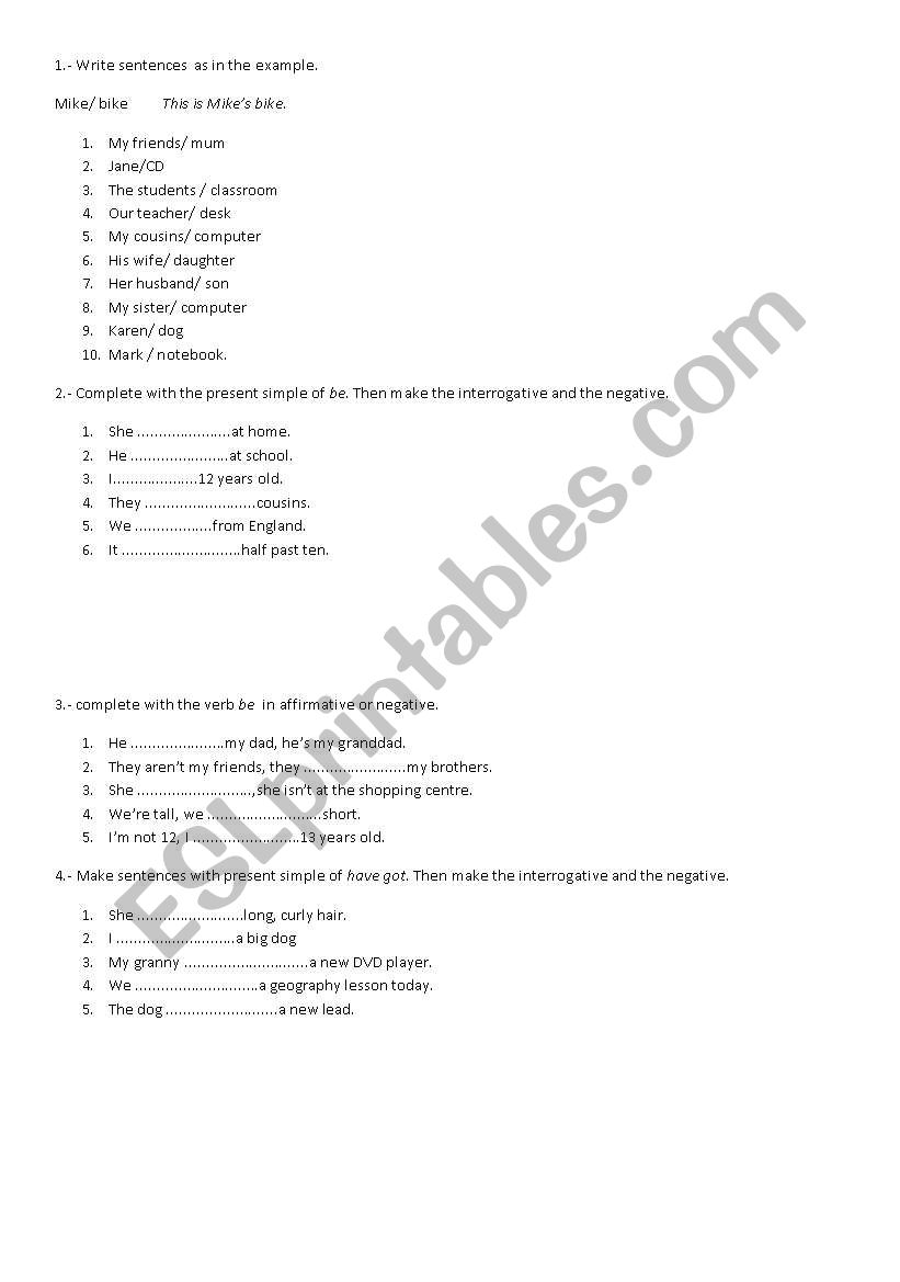 SPOTLIGHT 1 UNITS 1- 3 worksheet