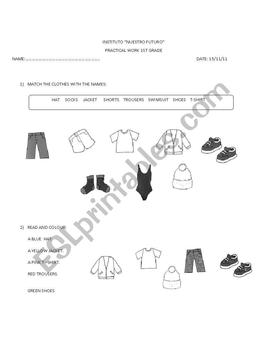 CLOTHES AND COLOURS  worksheet