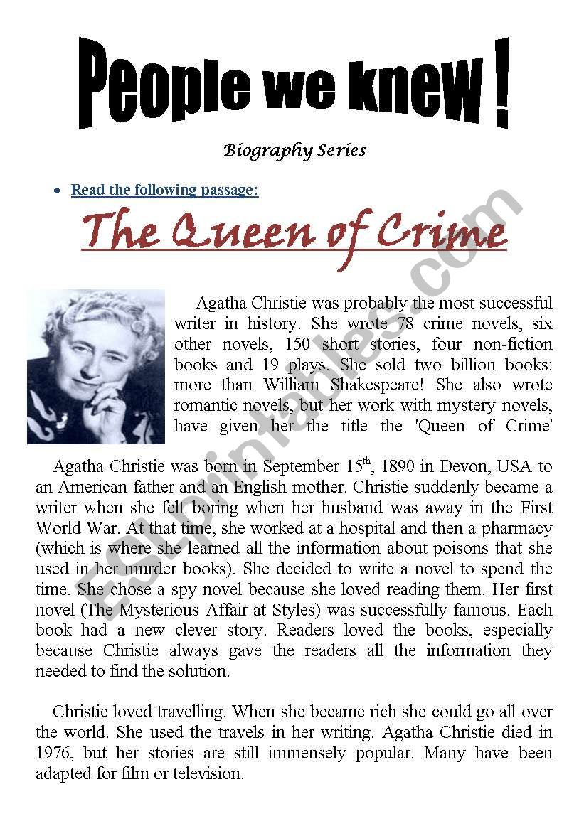 People We Knew (Biography Series): Queen of Crime