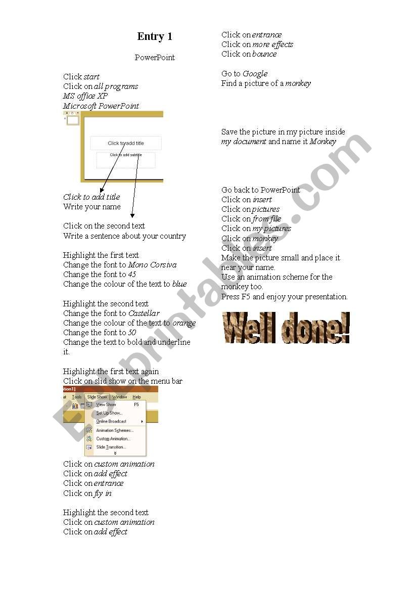 instruction to design powerPoint