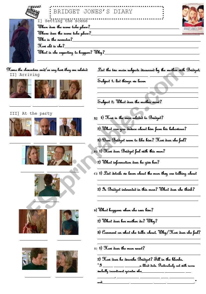 Bridget Joness Diary worksheet