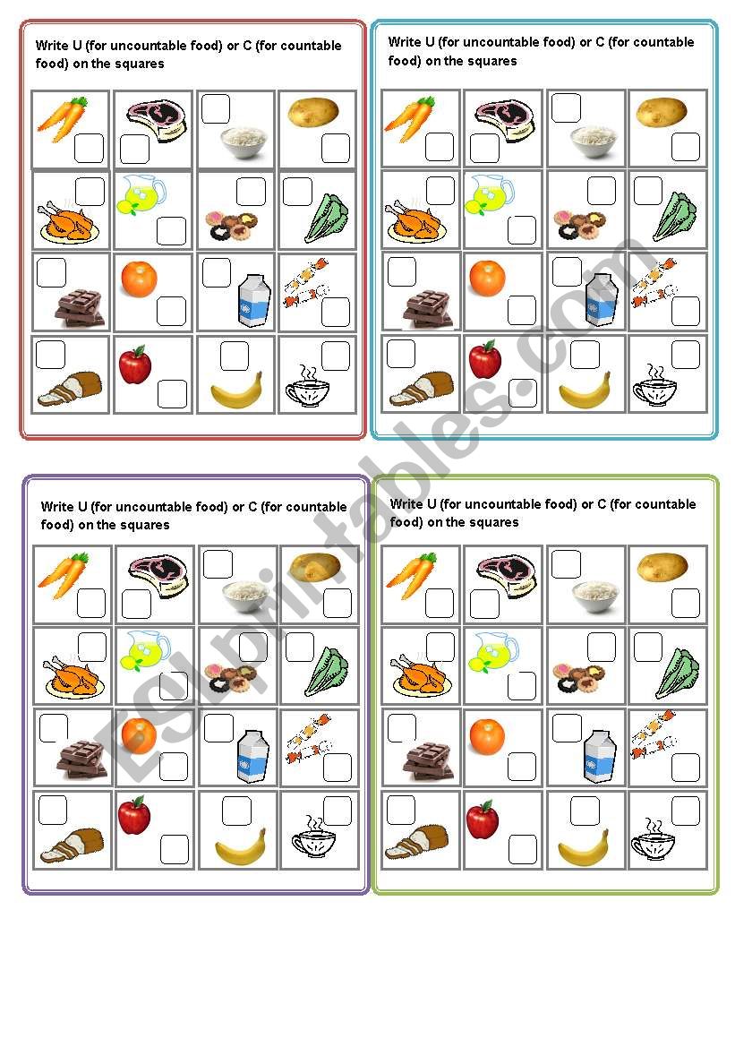 Countable And Uncountable Nouns Esl Worksheet By Lamejor