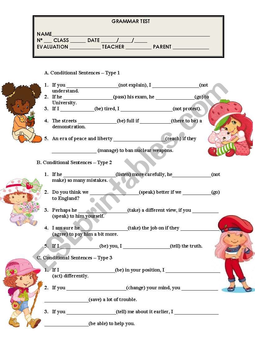 GRAMMAR - TEST + KEY worksheet