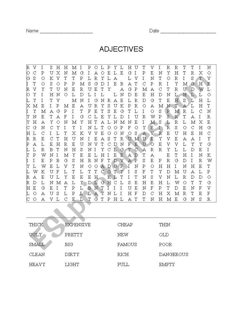 ADJECTIVES worksheet