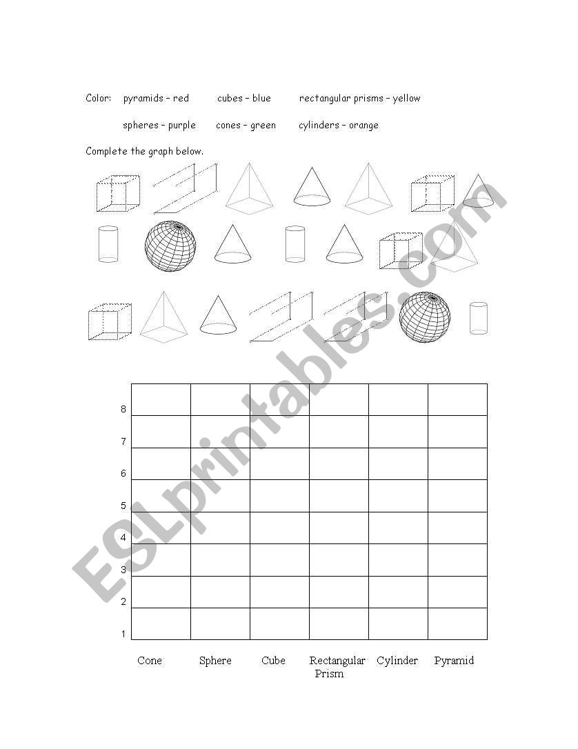 Solid (3D) Shape Graph worksheet