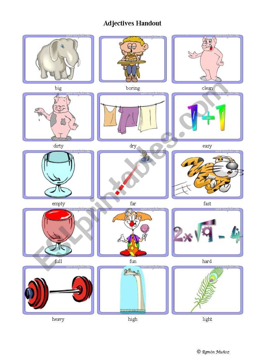 Adjectives handouts worksheet