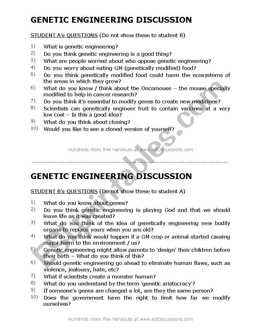 Genetic Energineering worksheet