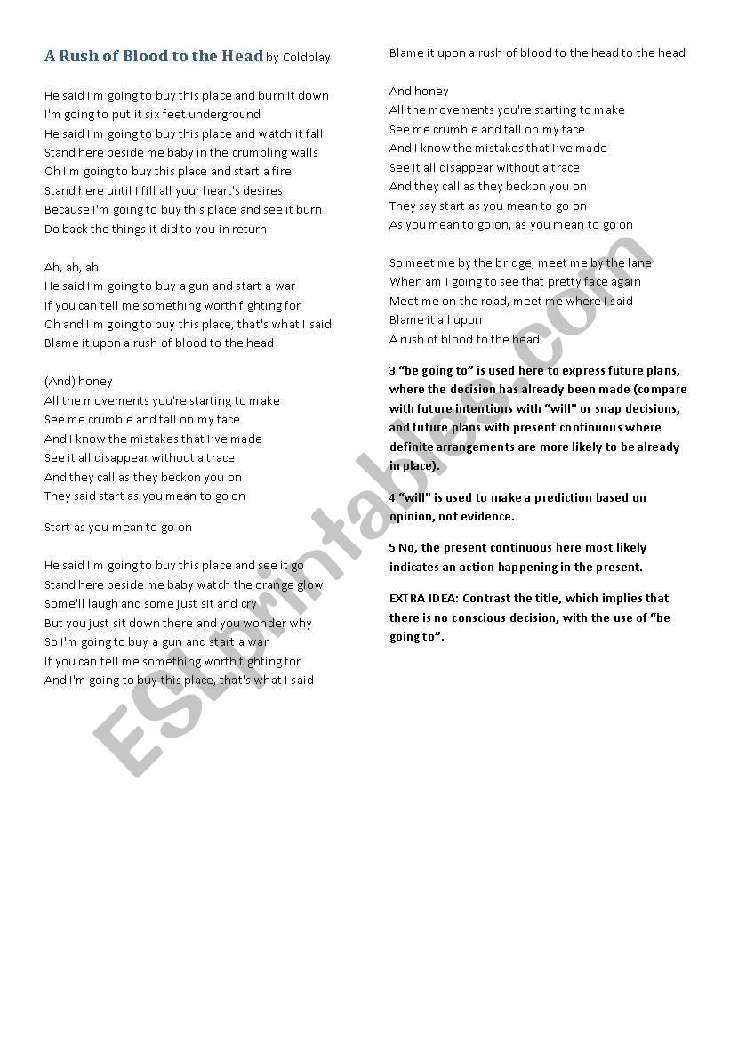 Coldplay - Rush Of Blood To The Head - Future tense