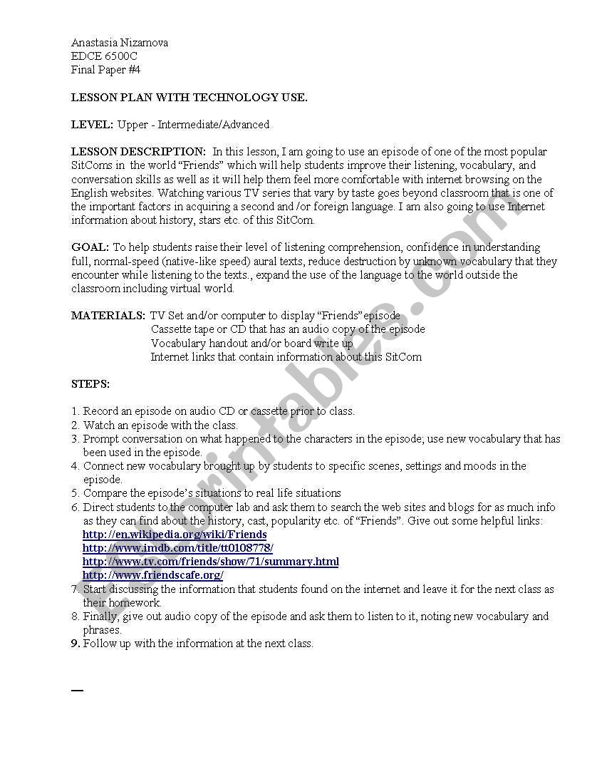 Lesson Plan worksheet