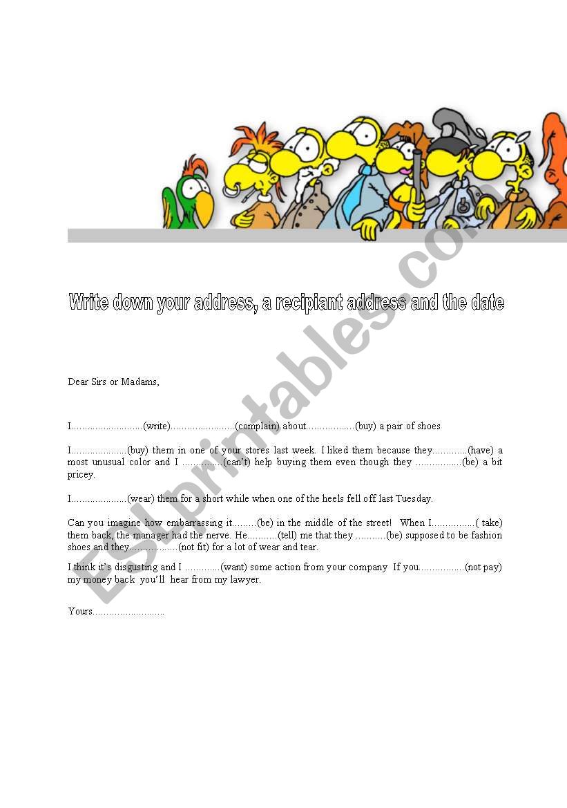 Business letters worksheet